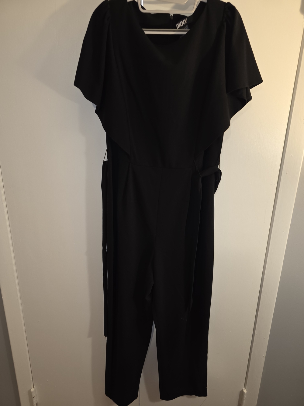 DKNY Black Flutter-Sleeve Jumpsuit